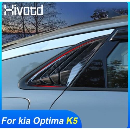 Hivotd For Kia Optima K5 2021 2020 Rear Window Spoiler Cover Trim ABS Side Window Triangle Blinds Decoration Wing Exterior Parts