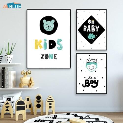 Canvas Art Print Poster Nordic Kids Style Nursery Quote Wall Art Canvas Painting Cartoon Wall Pictures For Baby Room Home Decor
