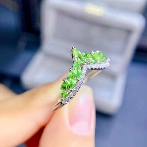 Luxurious lovely triangle geometry Natural green garnet gem Ring S925 Silver Natural Tsavorite Ring Women party gift Jewelry