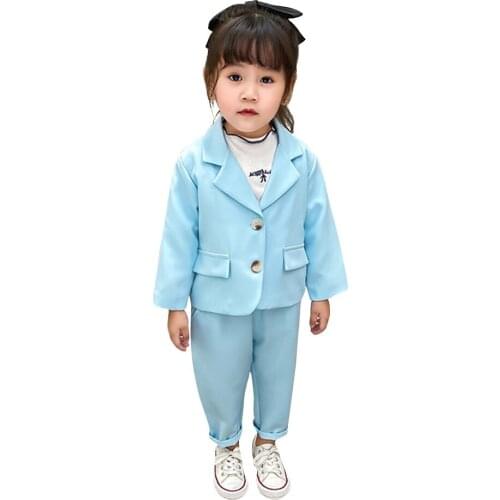 Baby Girls Suit Set Solid Color Girls Clothing Jacket + Pants Girls Clothing Sets Spring Autumn Children Suit Set