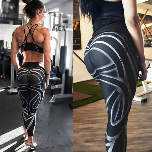 New Fashion Fitness Leggings Black Pants High Waist Sexy Workout Put Hip Elastic Skinny Breathable Slim Pants