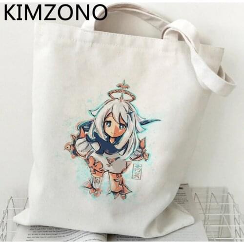 Genshin shopping bag reusable shopper tote shopper canvas cotton bag bolsas ecologicas boodschappentas sac tissu