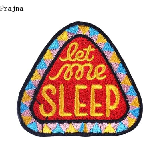 DIY Cartoon Trilateral Applique Sleep English Words Patch Embroidered Ironing Patches For Clothing Garment Accessories