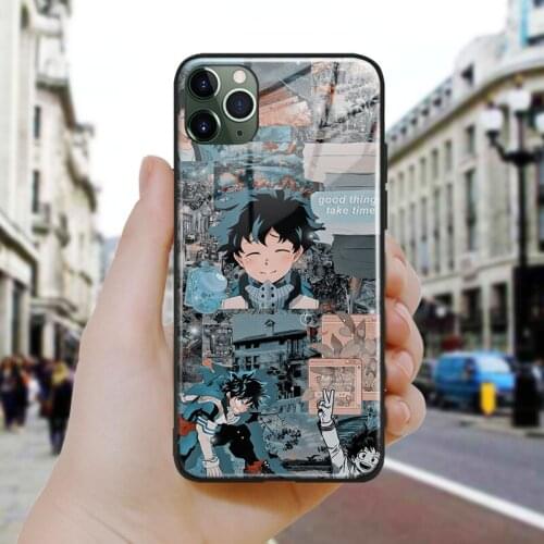 My hero academia bakudeku Soft Silicone Glass Phone Case Cover Shell For iPhone SE 6 6s 7 8 Plus X XR XS 11 12 Mini Pro Max