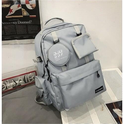 2020 New Double Shoulder Pack Solid Fashion Double-Buckle Bag Outdoor Bag Travel Backpack Backpacks for School Teenagers