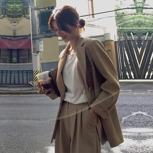 Ja0028 Office Lady Temperament Casual Blazer Womens Solid Loose Notched Button Down Suit Jacket With Pockets костюм женский