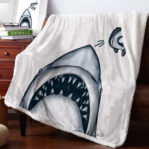 Shark Fun Marine Creature Thick Blankets For Home Beds Bedspread Plush Fleece Blankets and Throws Winter Adult Kid Bed Cover