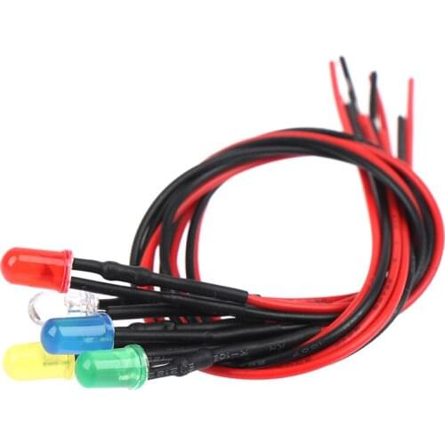 5X Min F3 3mm 20cm Pre Wired LED Round Light Lamp Bulb Chip Beads Cable DC White Warm Red Green Blue Yellow Emitting Diodes