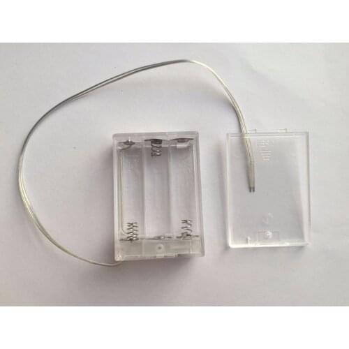 Transparent Battery Holder 3 AA Cells Case Box With Cable Leads Switch
