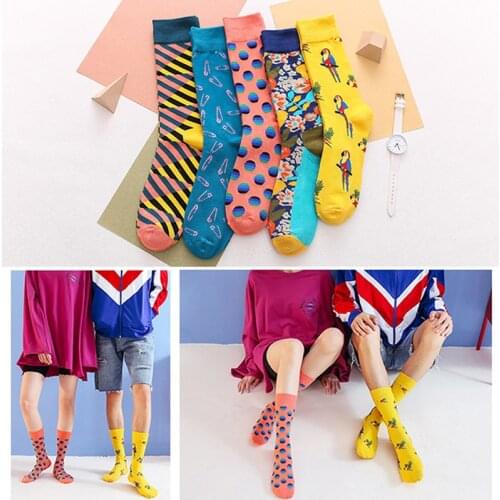 Q Long Sock Breathable Unisex Fashion Socks Harajuku Print Sock Cotton Colorful Cartoon Cute Funny Happy kawaii Socks For Girls