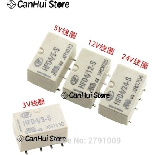1Pcs HongFa Signal Relay HFD4/3-S HFD4/5-S HFD4/12-S HFD4/24-S 3V,5V,12V,24V 2A 8-pin two group conversion SMD SMT