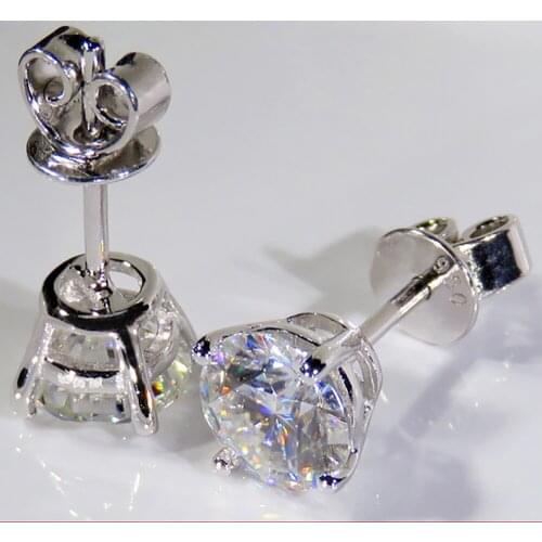 10K Au417 White Gold Women Stud Earrings Moissanite Diamonds 2 Carat Round Elegant Wedding Party Engagement Anniversary Trendy