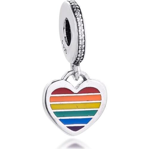Pride Dangle Charms Fits Pandora Bracelet 925 Sterling Silver Heart Pendant Beads for Jewelry Making DIY Gift Kralen 2021 Spring