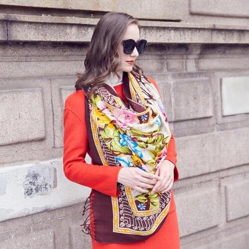 Wool Women Scarves Stoles Elegant Carf Warm Shawl Bandana Scarf Luxury Brand Muslim Hijab Beach Blanket Face Shield Foulard