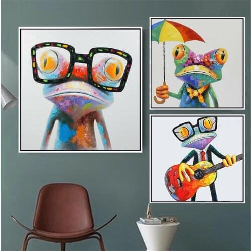 Modern Colorful Animals Cartoon Frog Canvas Painting Prints and Posters Wall Art Picture for Living Room Home Decoration Cuadros