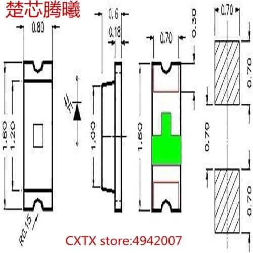 CHUXINTENGXI 1/100PCS 1608 SMD LED White Blue Red Yellow Orange 0603 Green Contact customer service for more specifications