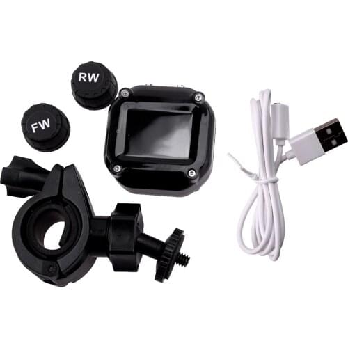 Universal Motorcycle Wireless LCD TPMS Tire Pressure Monitor Systems with 2 Sensors 433.92MHz