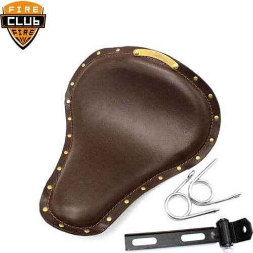 Universal Black/brown Motorcycle Solo Driver Seat with Springs Bracket Mount For Harley Softail Chopper Bobber