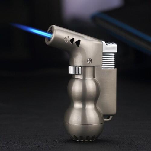 Windproof Cigar Torch Jet Blue Flame Metal Lighter Kitchen BBQ Camping Survival Lighter Smoking Accessories Gadgets For Men