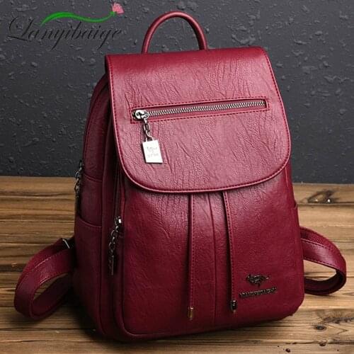 High Quality Women Leather Backpacks Female Shoulder Bag Sac a Dos Travel Ladies Bagpack Mochilas School Bags For Girls Preppy