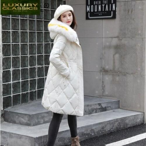 Women Jacket Winter Down Coat Female Real Fox Fur Hooded Clothes 2021 Korean Thick Warm White Duck Down Coat Hiver LW1636