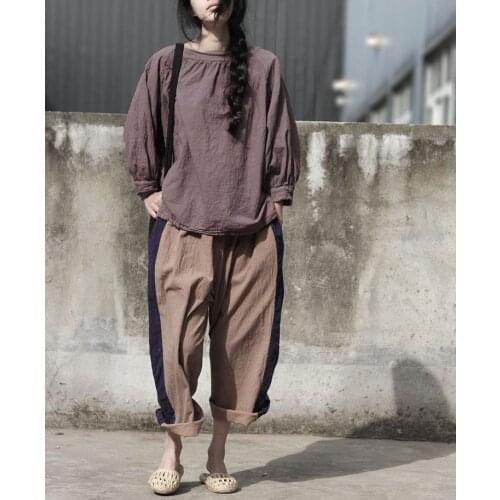 Women Loose Cotton Linen Solid Color T-shirt Tees Shirt Tops Ladies Vintage T Shirt Female 2020 Spring Autumn Tops