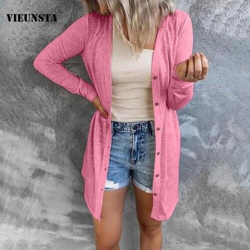 Women Sexy Single Breasted Button Long Tops Cardigan Spring V Neck Solid Jacket Coats Autumn Long Sleeve Slim Outerwear Harajuku