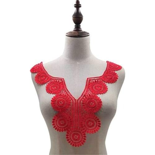 1Pc embroidered neckline collar flower hollow corsage lace fake collar sewing applique DIY lace accessories