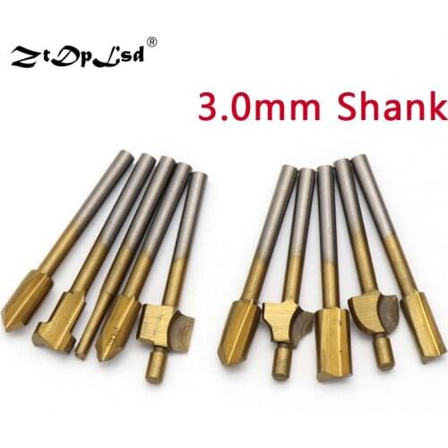 10PCS 1/8" Titanium Hss Routing Router Grinding Bits Burr File Tools Set Wood Cutter Dirll Bit For Rotary Dremel Engraving Tool
