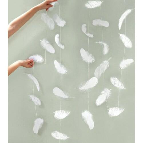 10Pcs Blue White Feather Pull Flower Decoration Baby Shower Birthday Party Supplies White Wedding Background Decoration