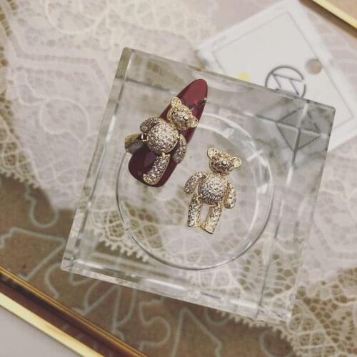 10pcs/lot Luxury Gold bear Alloy Zircon Nail Art Crystals nail jewelry Rhinestone nails accessories supplies decorations charms