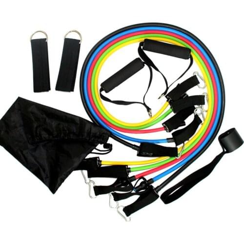 11pcs/Set Resistance bands exercise set fitness tube yoga pilates Latex Tubing Expanders Exercise Rubber Tubes FN