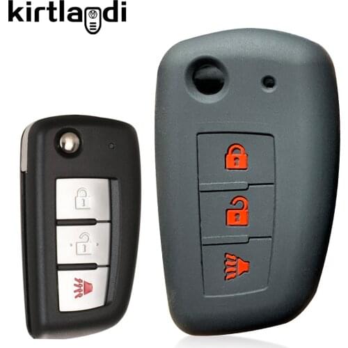 3 4 Button Silicone Car Key Case Keychain for Nissan Versa Kicks Altima Sentra Horn Lannia Cefiro A32 Qashqai J11 Cover Holder