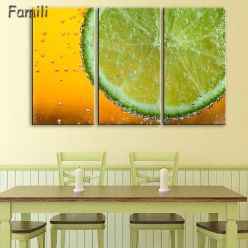 3 Panel Fruit Canvas Painting Cuadros Decoration Wall Art Lemon Strawberry Modular Pictures for Living Room Unframe Dropshipping
