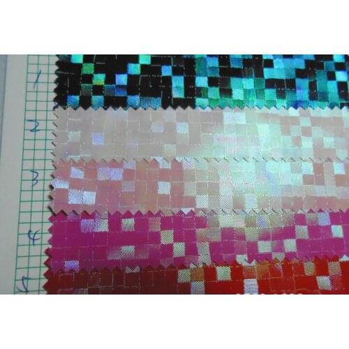 30yards/lot Matte Plaid holographic faux PU leather Laser PVC Crystal grid fabric material for Jewelry box packaging