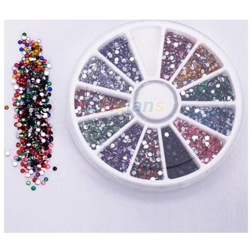 500pcs Wheel 2.0mm 12 Colors Nail Art Decoration Glitter Tips Rhinestones Gems Flat Gemstones 0214 2O1J 8UMA