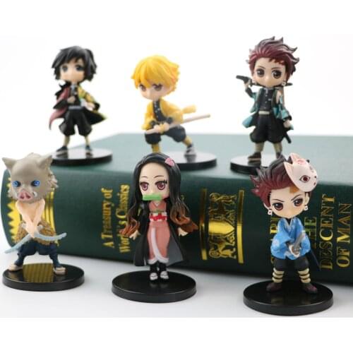 6pcs/lot Agatsuma Zenitsu Kochou Shinobu no Yaiba Nezuko Figure doll Model Anime Demon Slayer Figures Cute Toys Gift