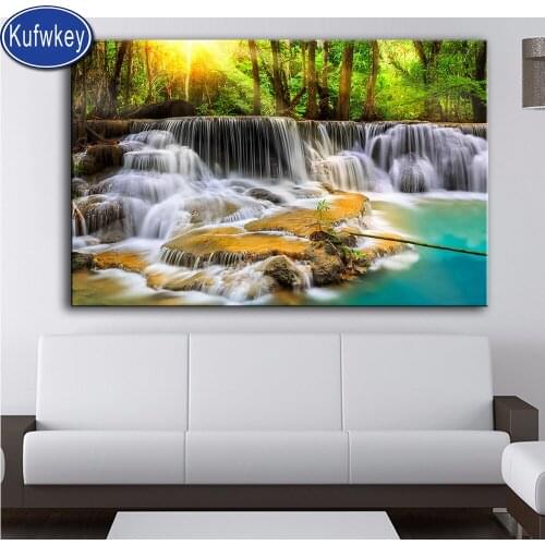 Diamond painting Waterfall 3d cross stitch full drill Square 5d Diamond Mosaic sale Diamond Embroidery sale Landscape,wall art
