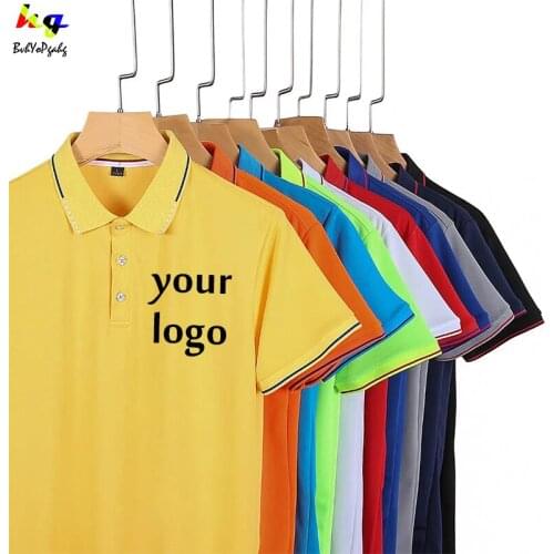 Customized / DIY printed logo mens and womens quick-drying Polo shirt Custom logo short-sleeved stand-up collar Polo shirt