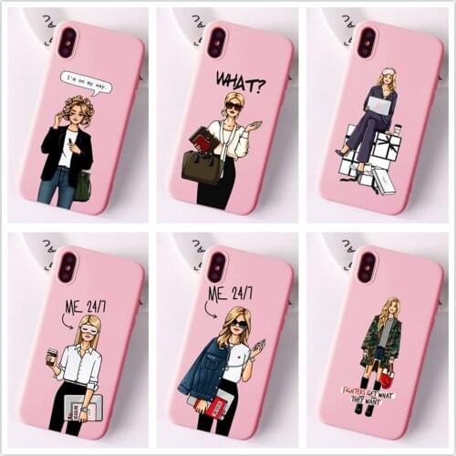 Fashion Work Hard Girl Boss Matte pink phone case For iPhone 11 Pro Max X XR XS Max 8 8Plus 7 7Plus 6s 6Plus 5 SE cover