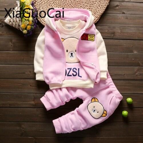 Children Clothing Set Baby Autumn and Winter 2018 Suits Kids New Plus Velvet Thickening Cartoon Infant Suit Toddler Fall Clothes