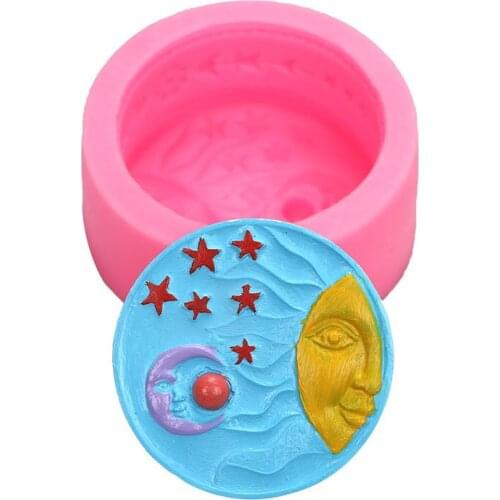 DIY Fondant Sun Moon Star Shinhwa Silicone Mold Fondant Cake Decoration Handmade Soap Mould 15-1096