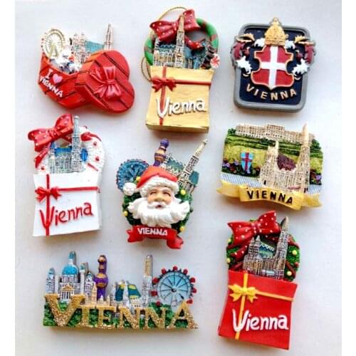 Hot Sale Handmade Painted Panoramic View Of Golden Vienna 3D Fridge Magnets Tourism Souvenirs Refrigerator Magnetic Stickers