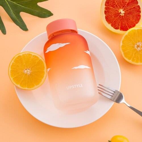 Gradient Frosted Glass Portable Korean Cute Juice Readily Cup Female Students Korean Version of The Glass Creative Trend