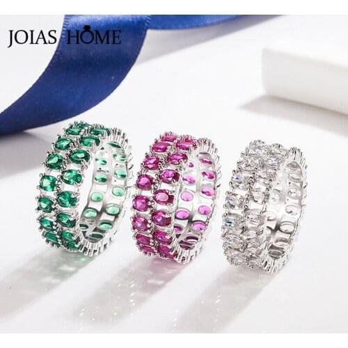 Joiashome Women Silver Ring Oval Shape Emerald Gemstones Finger Rings For Women Wedding Engagement Party Gift Accessories