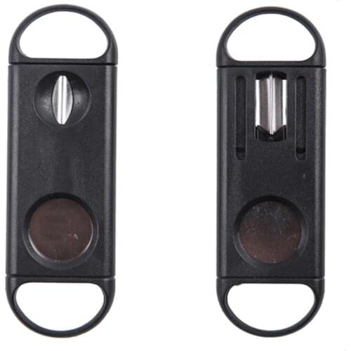 Plastic V Cut Stainless Steel Blade Cigar Cutter Sharp Sigaar Cutting Tool Cigars Guillotine Pocket Zigarren Cutter
