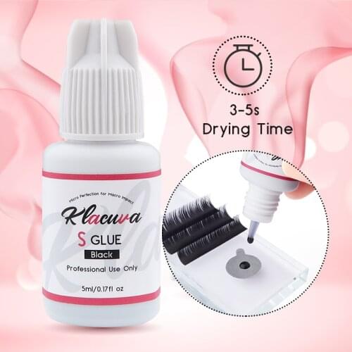 Klacuva 5ml S glue for eyelash extension 3-5s dry low-irritation long lasting professional black adhesive for individual eyelash