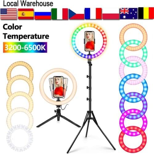 26cm rgb ring light makeup kit Bluetooth remote control ring light avec trepied 200cm profissional For youtubeFree shipping