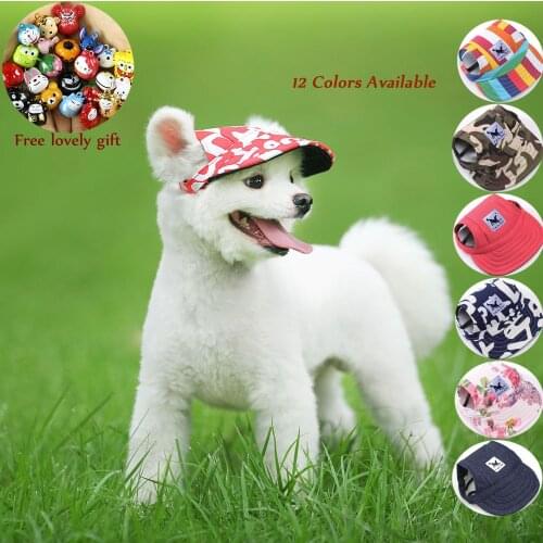 Cute Dog Baseball Hat Cap Adjustable Canvas Pet Hat For Small Medium Dogs Puppy Cats Chihuahua Sunbonnet Outdoor Dog Accessories
