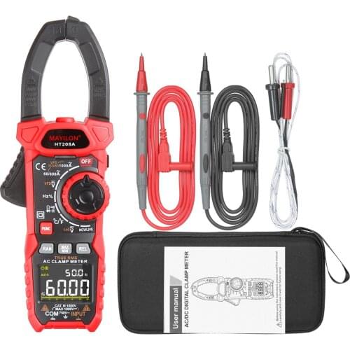 MAYILON HT208A/HT208D Clamp Meter Multimeter AC Direct Current Voltage Current Temperature Diode Continuity NCV Test Multimeter